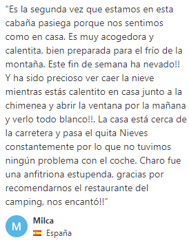 Opinión Booking sobre Cabañas con Encanto