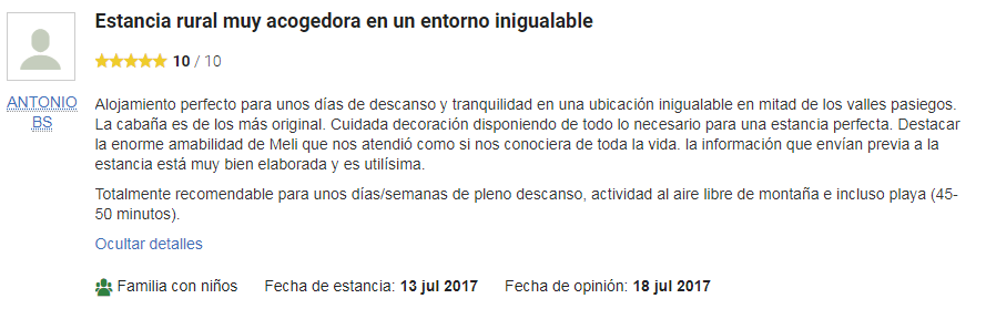 Opinión Top Rural sobre Cabañas con Encanto